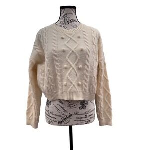 Altar'd State Cream Bobble Knit Sweater